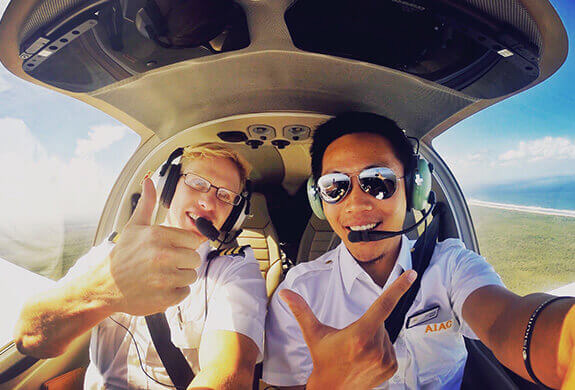 Pilots in cockpit